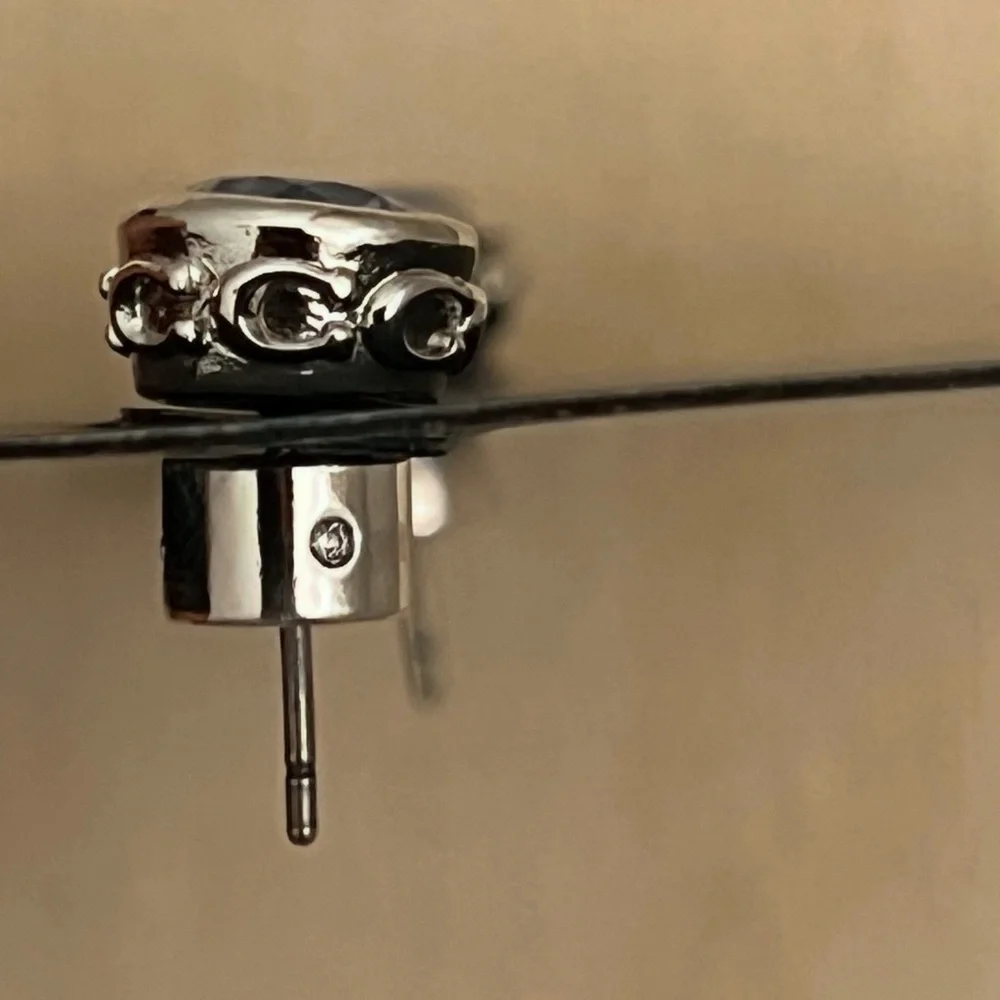 Coach Open Circle Blue Crystal Stud Earrings - Picture 3 of 3